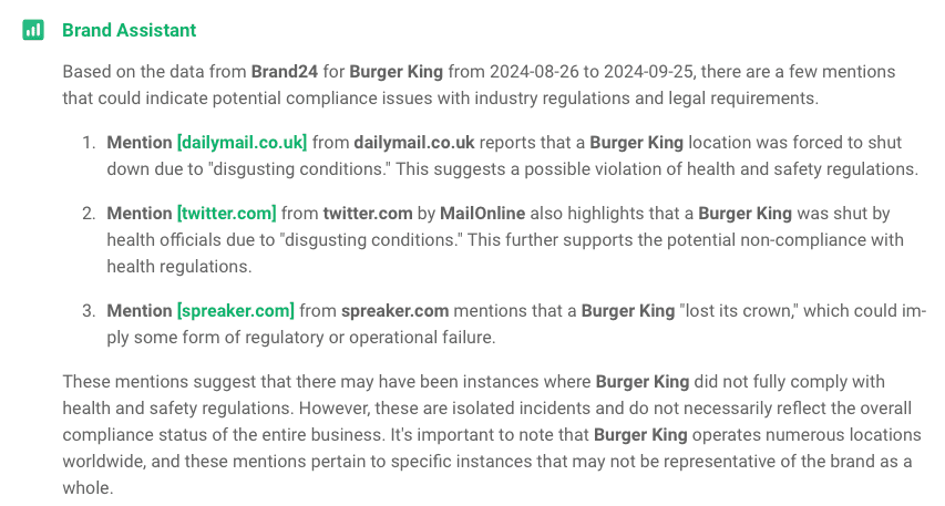 AI Brand Assistant by Brand24: industry regulatory requirements compliance audit