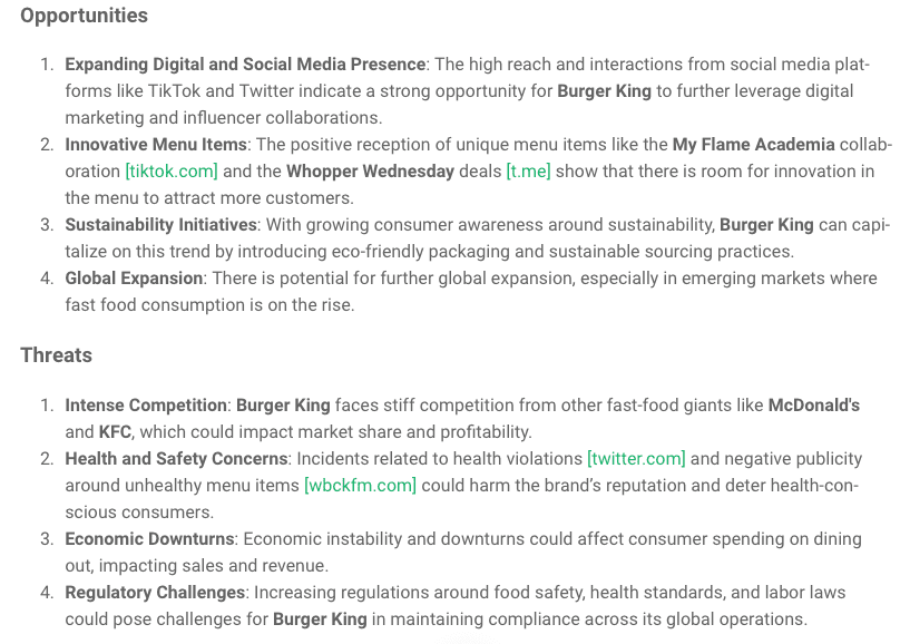 AI Brand Assistant by Brand24: SWOT analysis - opportunities and threats