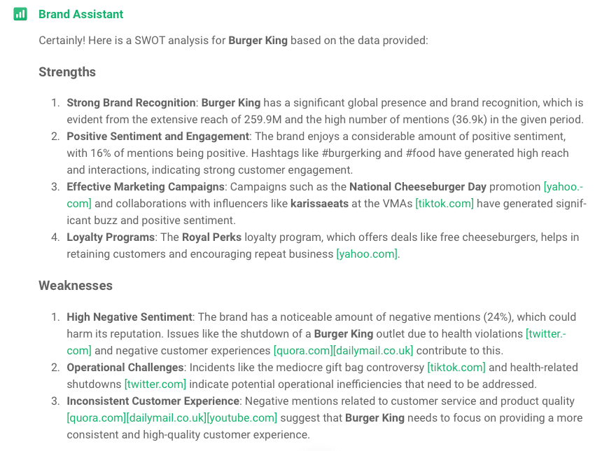 AI Brand Assistant by Brand24: SWOT analysis - strengths and weaknesses