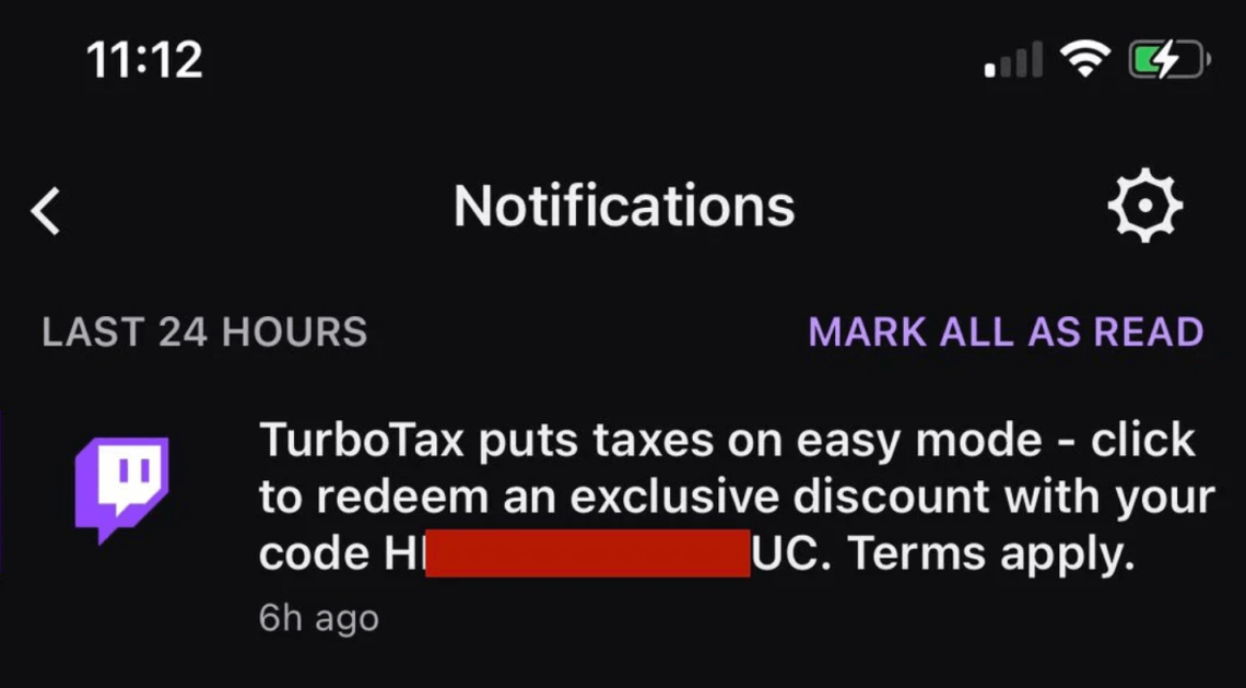 TurboTax sponsoring streams.