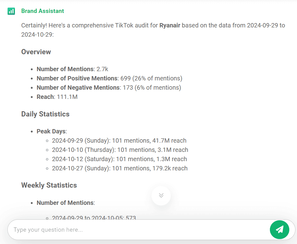 Brand24  to monitor your mention in TikTok audit.