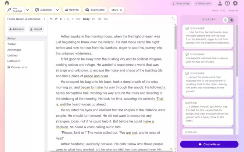 Sudowrite: Storytelling and long-form content writing tool.