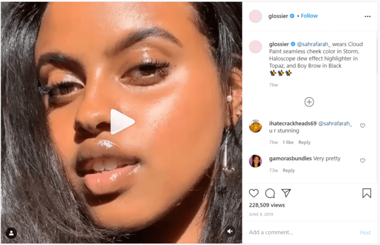 Brand strategy: Glossier using micro-influencers.