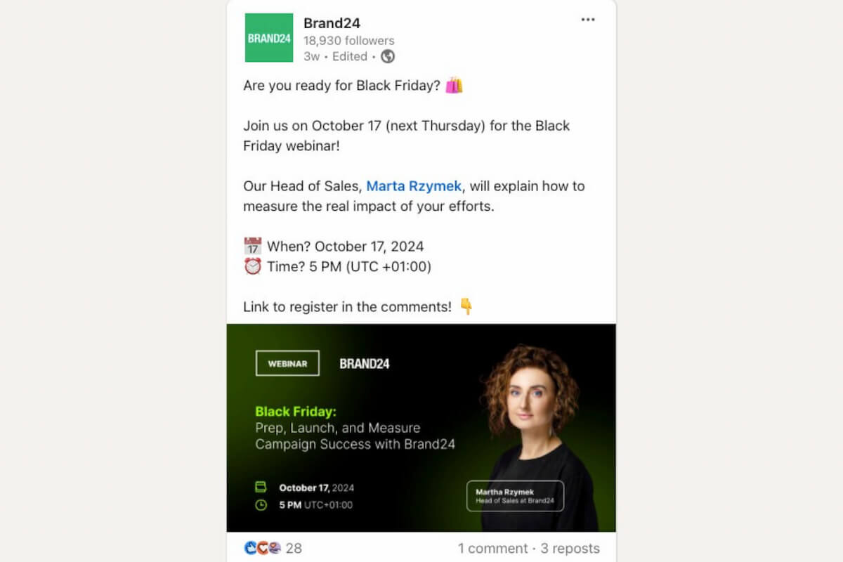 brand24 social media example webinar promo