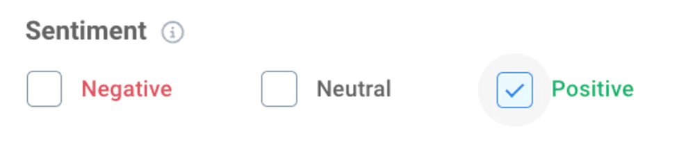 Options de filtrage dans Brand24 : sentiment