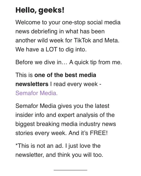 Geekout - one of the best marketing newsletters about social media marketing strategies