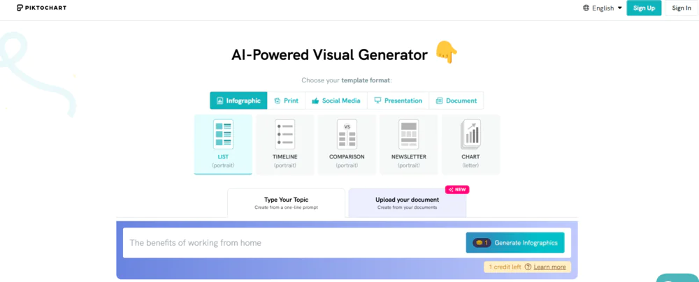 Cuadro de mandos Piktochart