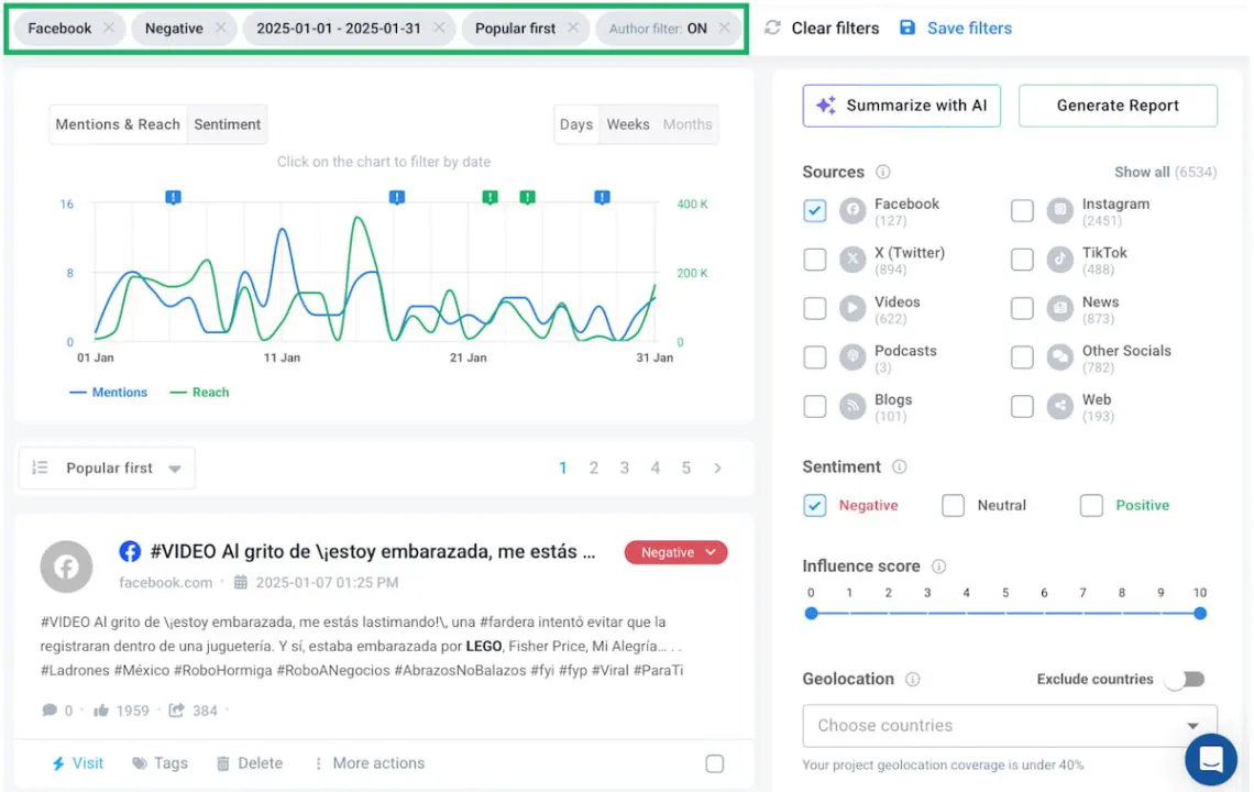 how to response to facebook comments with brand24 ai tool