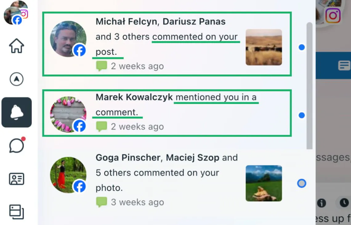 Facebook tagged comments
