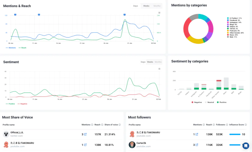 Rapports de marketing : Brand24 Onglet Analytics.