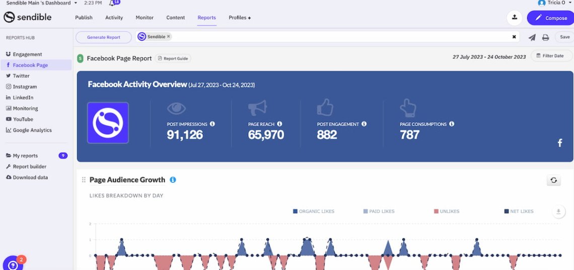 Sendible dashboard