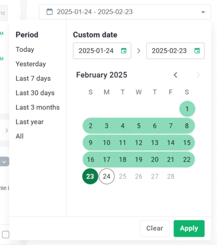 Generating a report in Brand24: Step 4 - select the reporting period