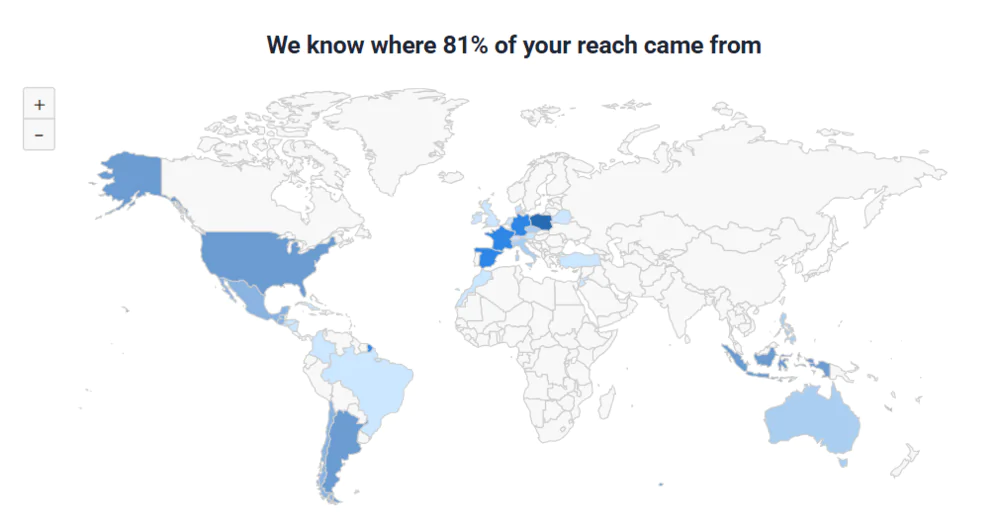 Brand24: Map showing where Thermomix's reach came from