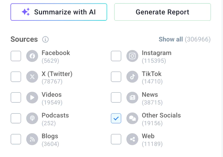 Generación de una plantilla de informe LinkedIn en Brand24: Paso 5 - haga clic en "Generar informe".