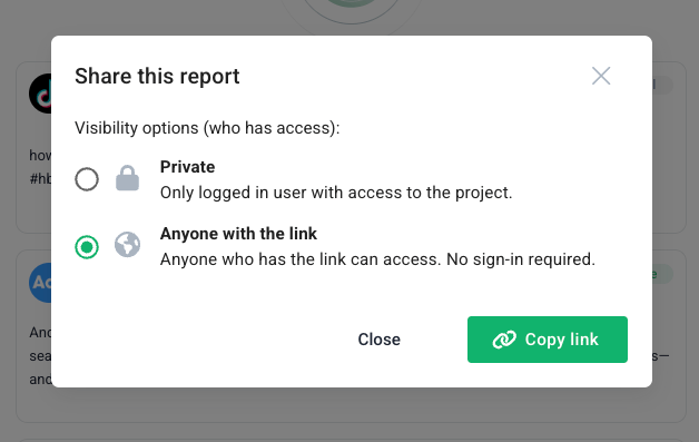 Share reports from business intelligence tools with your team