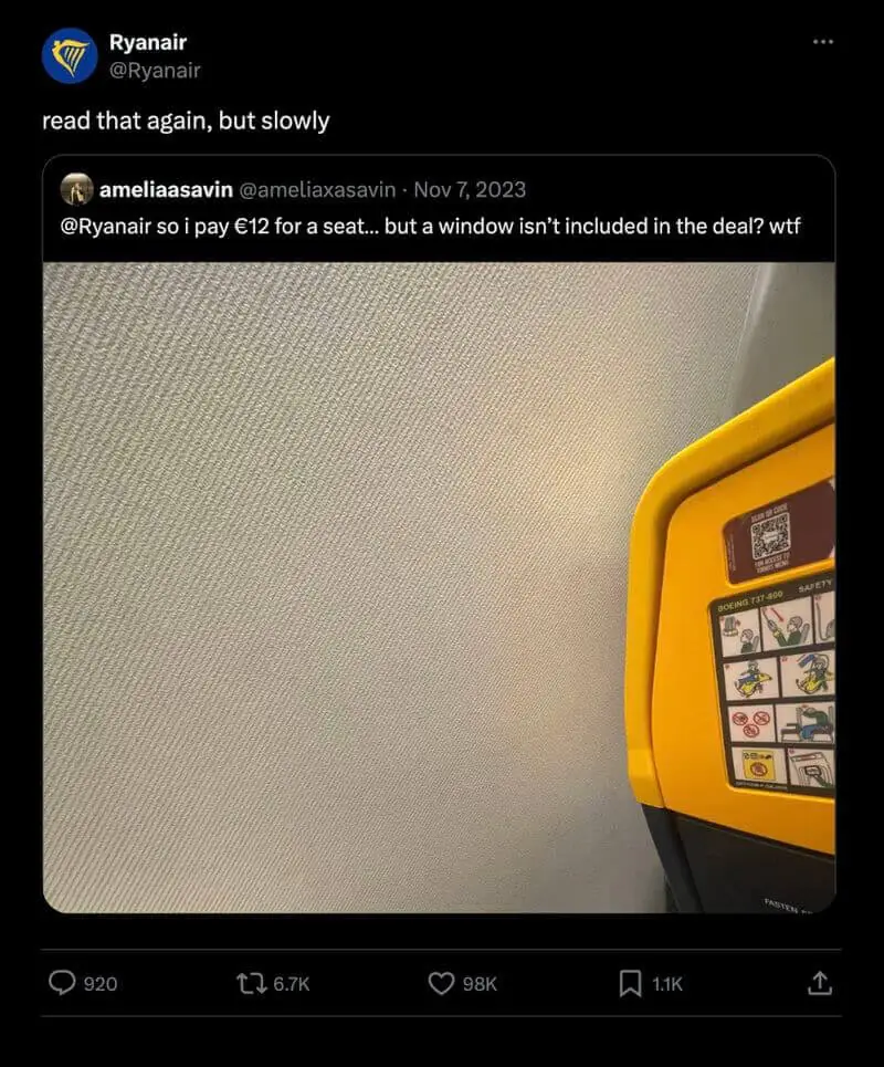 Ryanair ironiza en las redes sociales