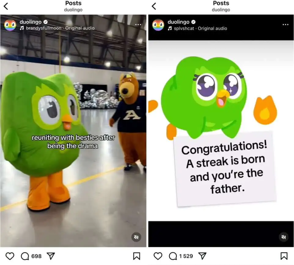 Duolingo owl on Instagram