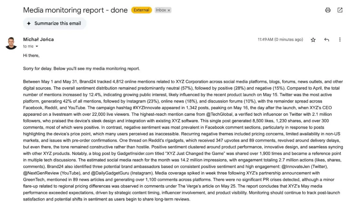 bad report example