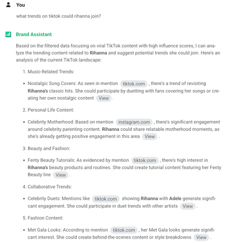 Improve engagement rate by participating viral trends: Ask AI Brand Assistant for analysis.