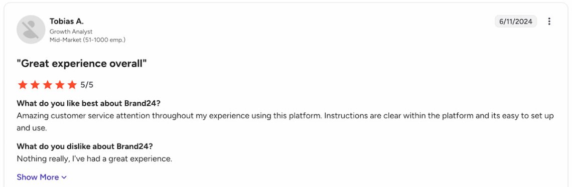 g2 review of brand24 customer service