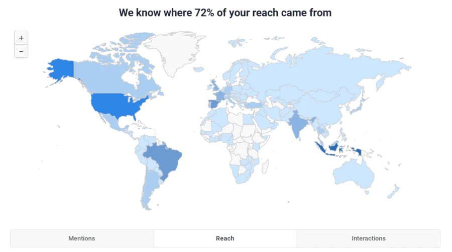 Geo Analysis - map showing markets where conversations about Burger King have the highest reach.