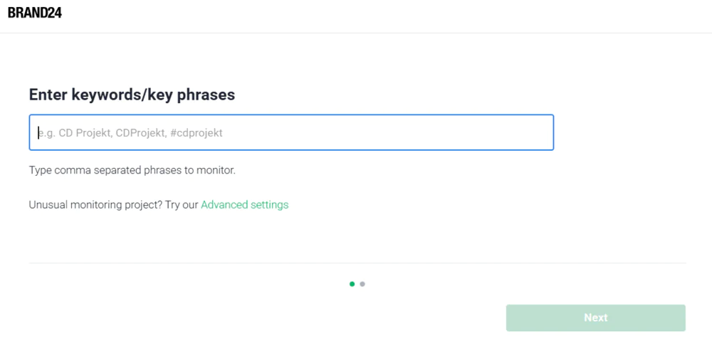 To start using Brand Assistant, create a new project in Brand24 with the name of your brand
