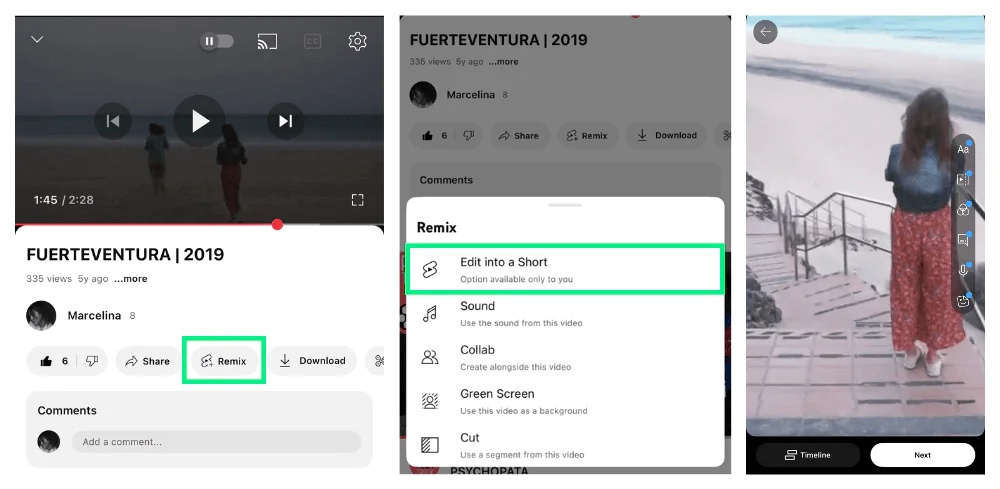 How to turn a full YouTube video into a Short.