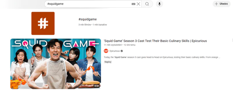 Search results for #SquidGame on YouTube