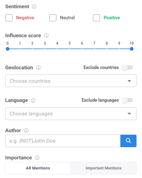 In Brand24, you can easily narrow down the mentions results by filtering them.