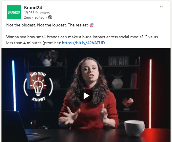 Example of how you can promote your YouTube video on LinkedIn.