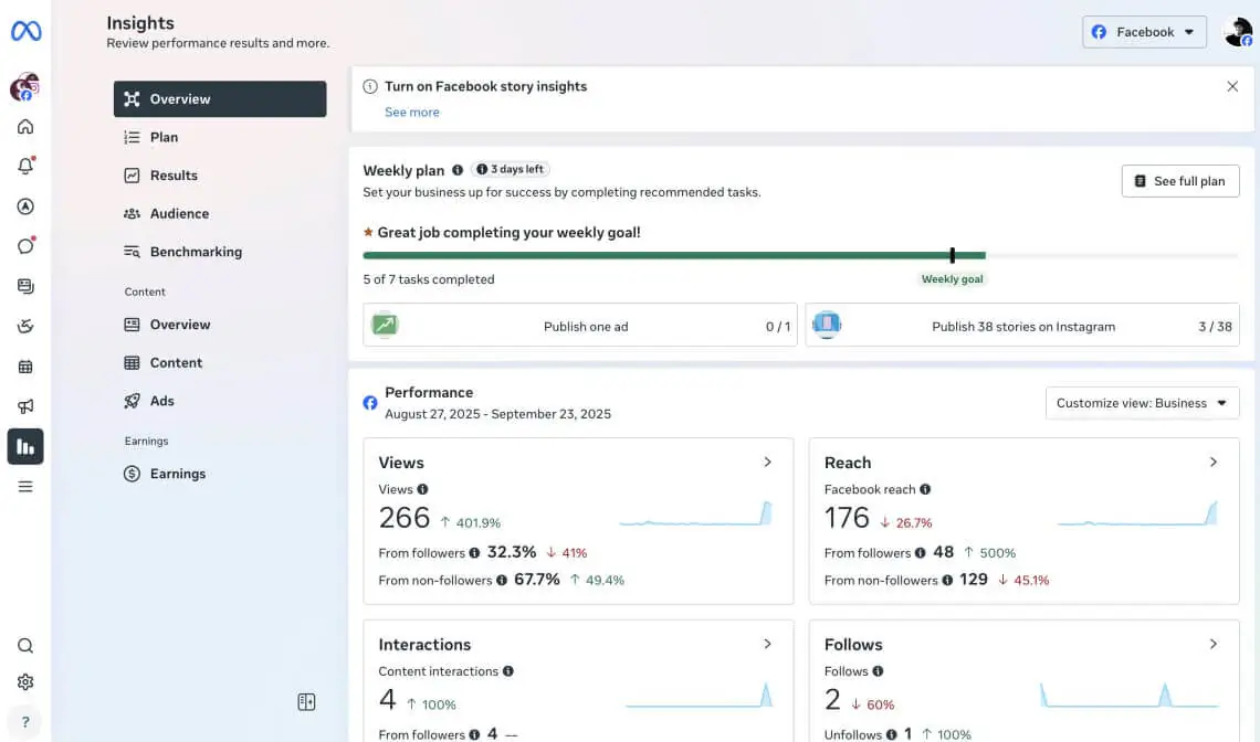 meta business suite dashboard - instagram monitoring tools