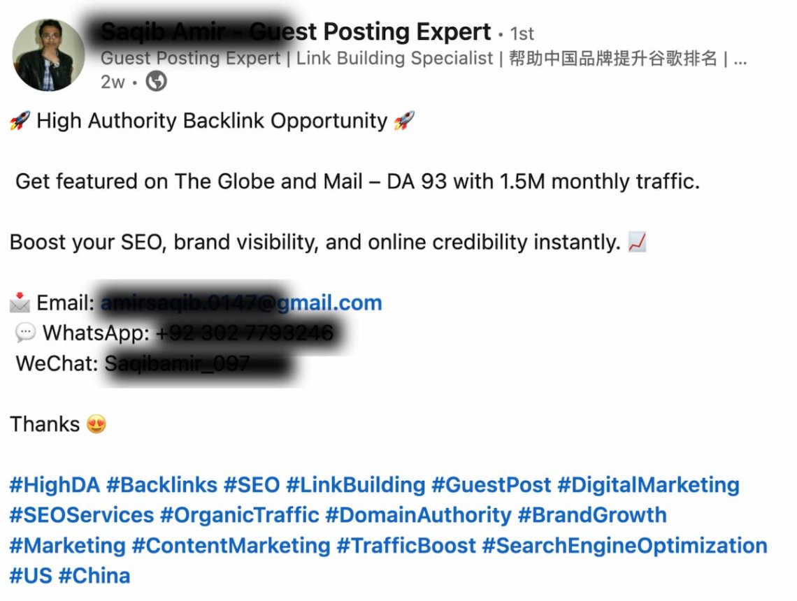 overoptimized linkedin post