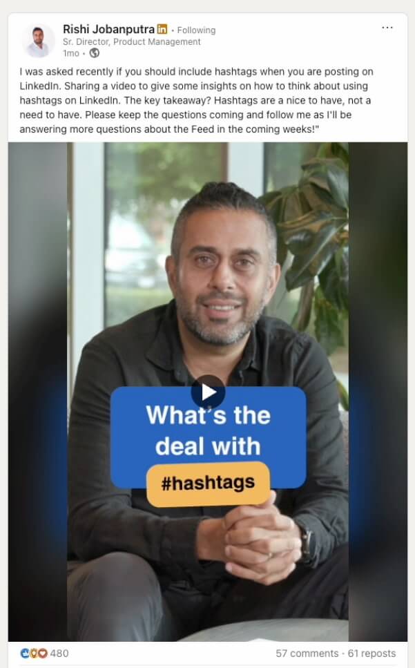 answer to question what's going on with LinkedIn hashtags