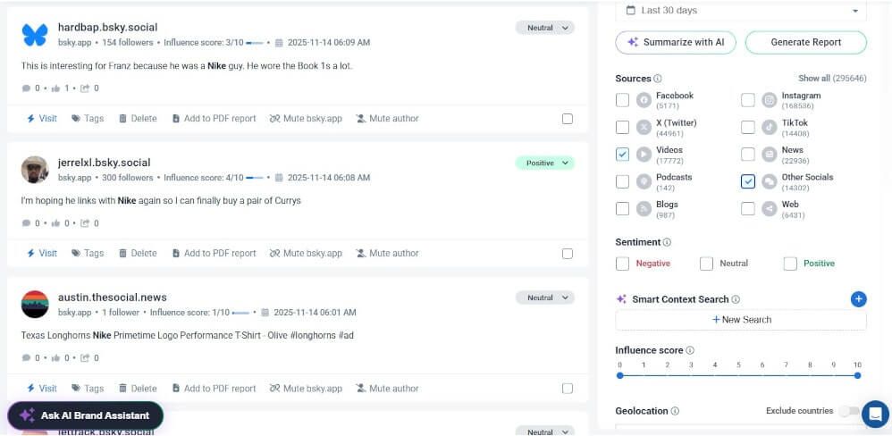 An example of a mentions stream