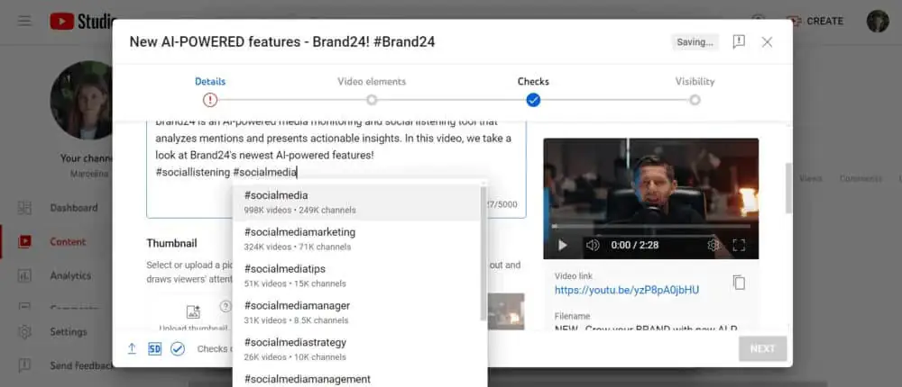youtube hashtag sugerencias