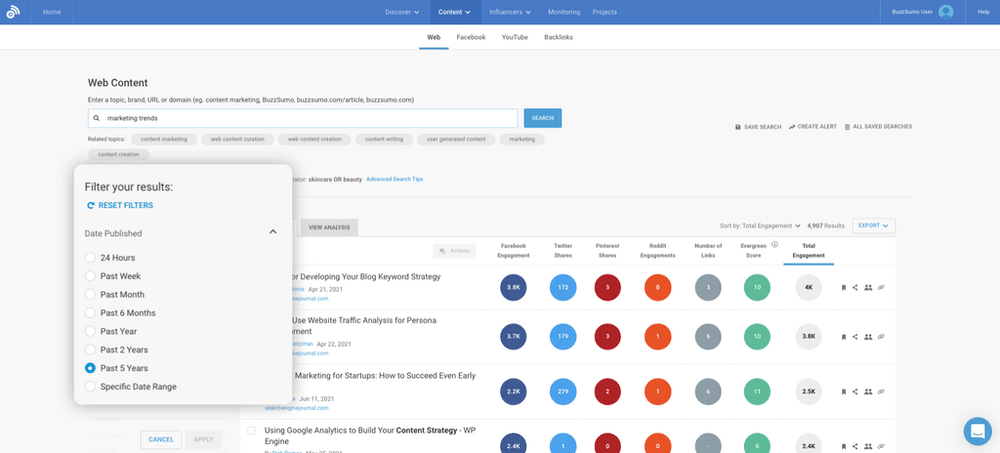 Best competitive analysis tools - BuzzSumo Content Analyzer