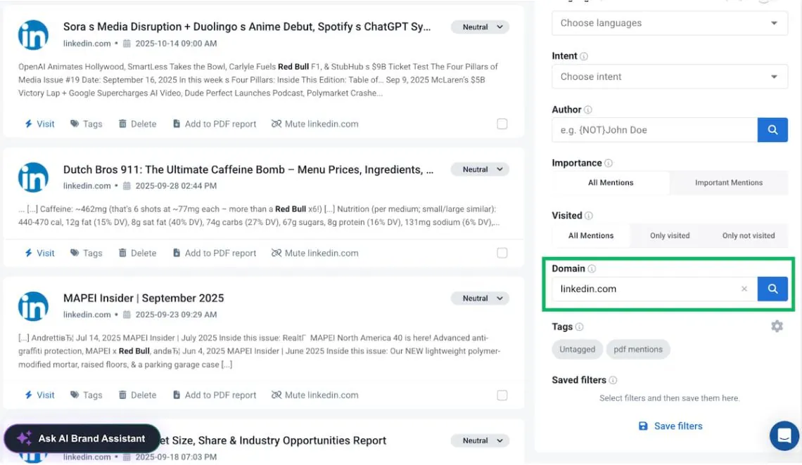 linkedin mentions monitoring in brand24