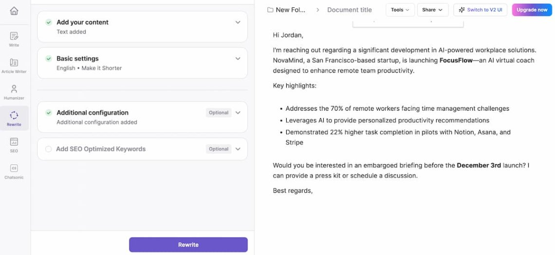 writesonic dashboard