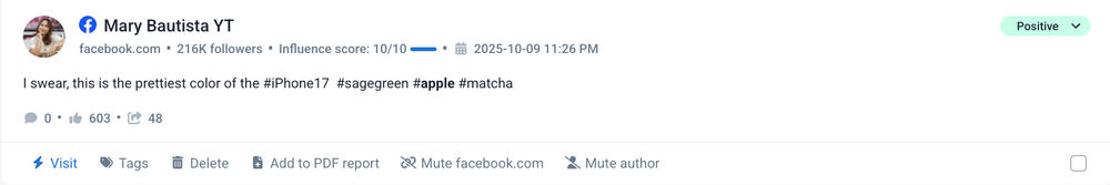 Facebook mention example.