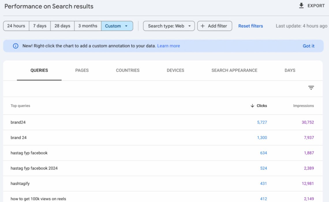 consola de búsqueda de google