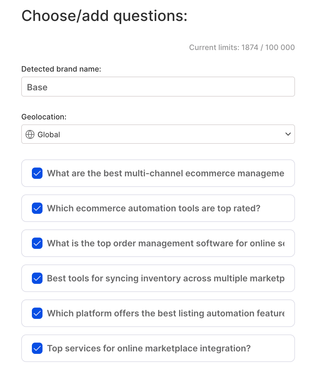 Chatbeat’s dashboard showing Suggested prompts.