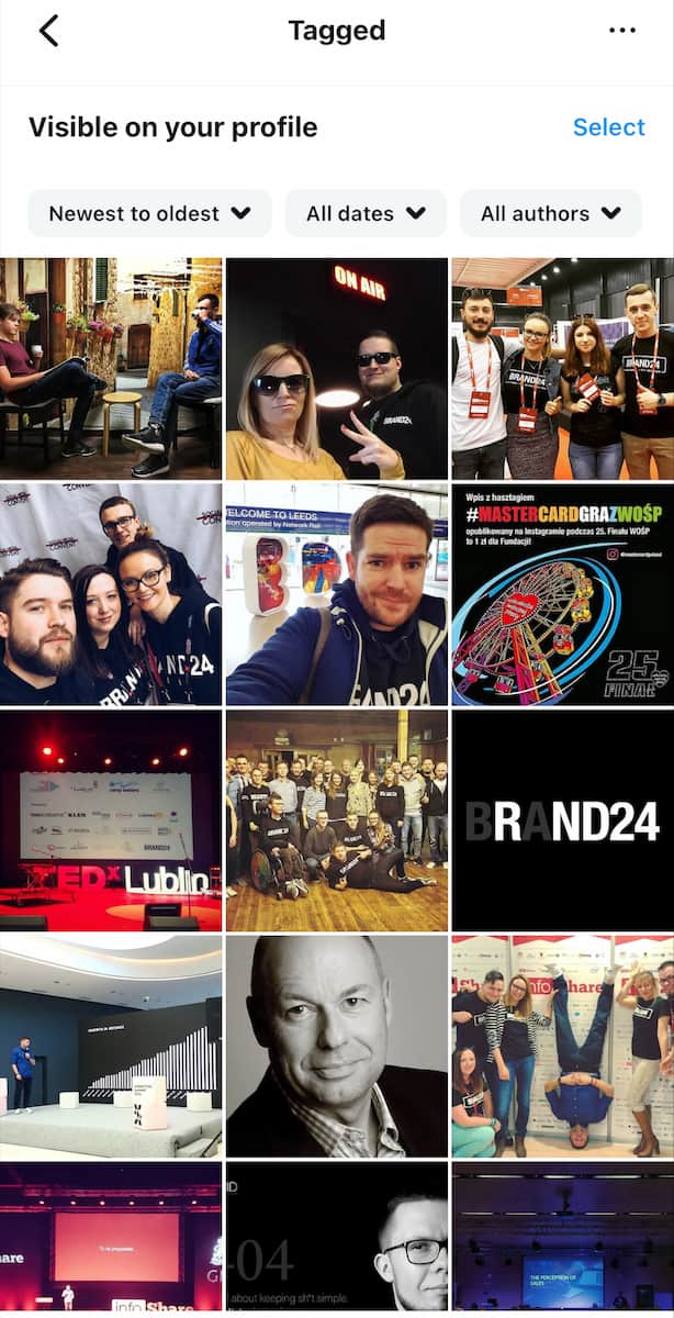 instruções para descobrir a marca do instagram com tags mentions 3