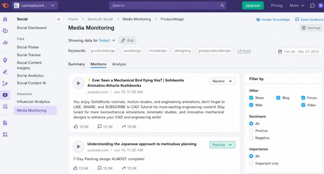 semrush dashboard