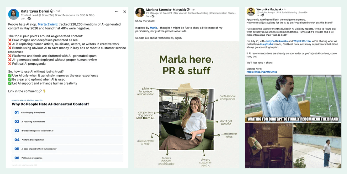Como nossos funcionários atuam nas redes sociais — exemplos.