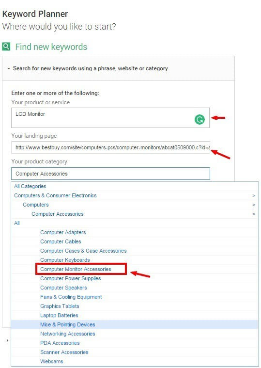 keyword planner in keyword research