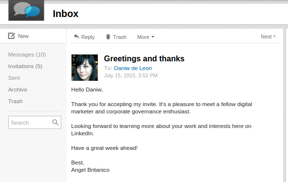 linkedin inmail message