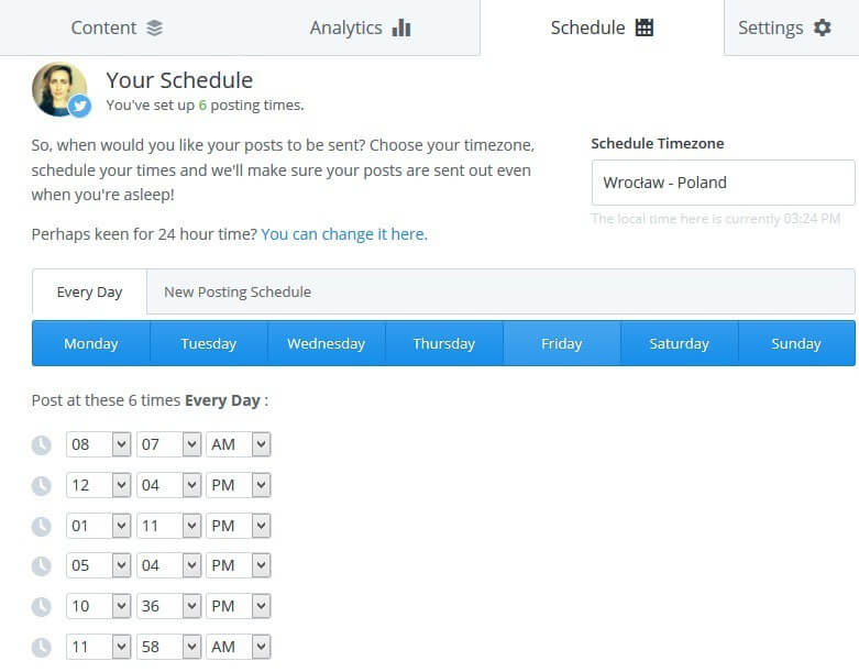 Horaire des tweets : Buffer