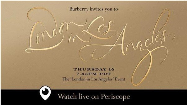 Retransmisión en directo - Burberry, desfile de moda - Periscope/Snapchat