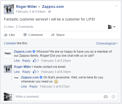 An example of great customer care via Zappos.com