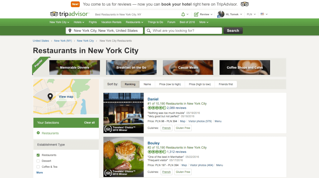 trip advisor online reviews